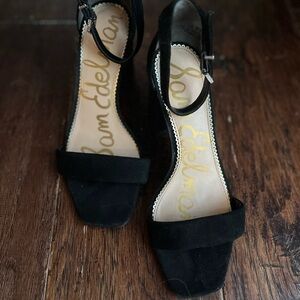 Sam Edelman Black Velvet Ankle-Strap High Heels, Designer